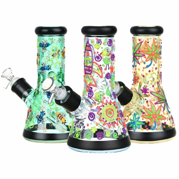 Shop Phantasmagoric Glow In Dark Beaker Glass Water Pipe - 8" / 14mm F / Designs Vary in australian
