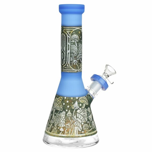 Shop Mushroom Melange Etched Beaker Glass Water Pipe - 9" / 14mm F in australian