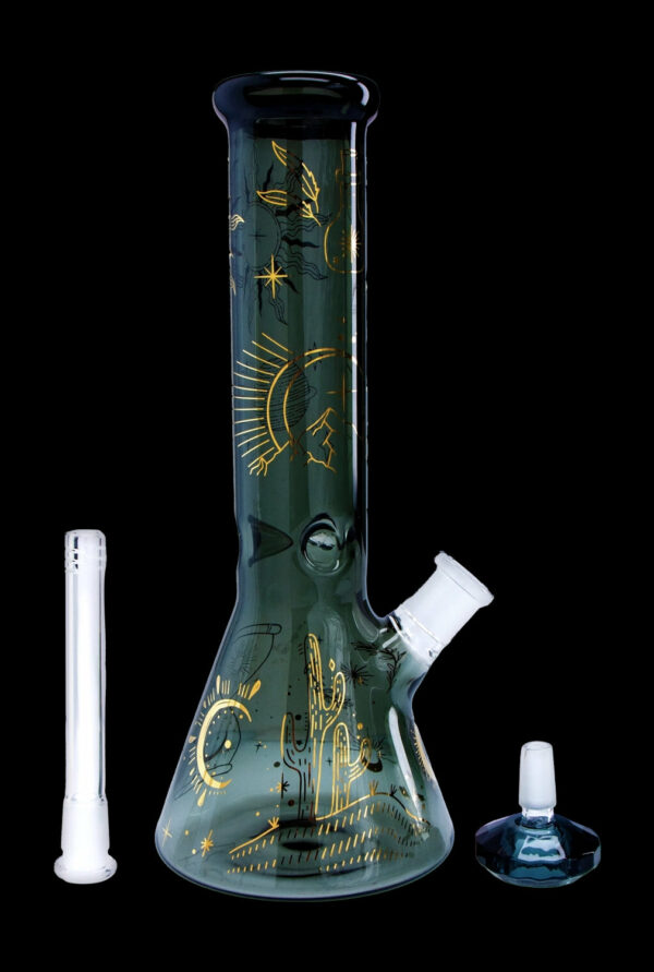 Shop Famous Design- Astral Power Beaker Water Pipe -Transparent Black-12in in australian