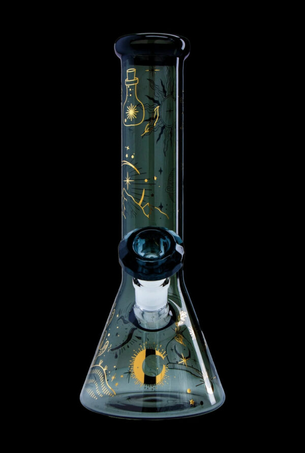 Shop Famous Design- Astral Power Beaker Water Pipe -Transparent Black-12in in australian
