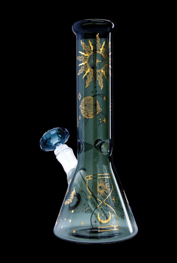 Shop Famous Design- Astral Power Beaker Water Pipe -Transparent Black-12in in australian