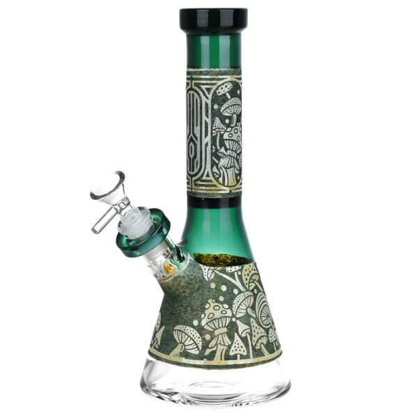 Shop Mushroom Melange Etched Beaker Glass Water Pipe - 9" / 14mm F in australian
