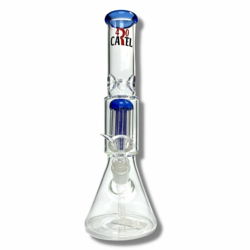 Shop 420 Cartel Beaker Bong with Tree Perc 30cm Blue in australian