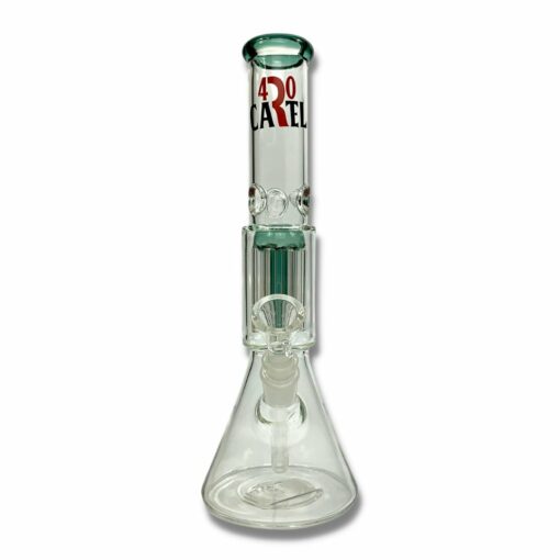 Shop 420 Cartel Beaker Bong with Tree perc 30cm Green in australian