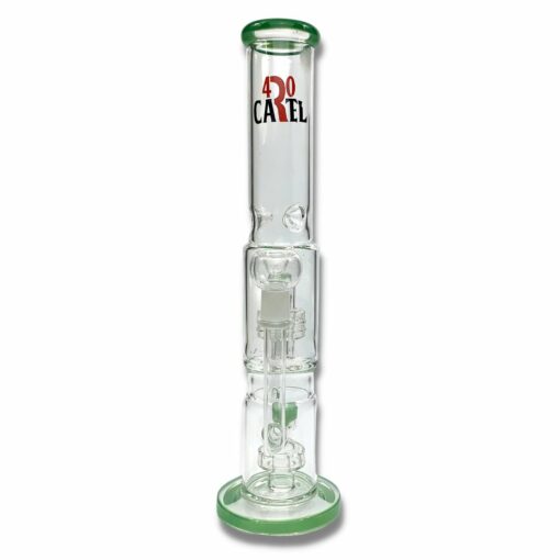 Shop 420 Cartel Missile Glass Bong Double Perc 35cm Green in australian