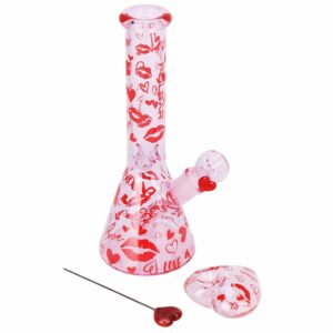 Shop Valentine's XOXO Glass Beaker Water Pipe & Hand Pipe Set - 10" / 14mm F in australian