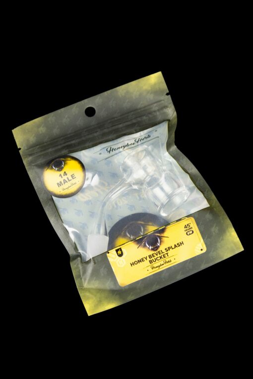 Shop Honeybee Herb 45 Degree Honey Bevel Splash Bucket Quartz Banger - Black Line in australian