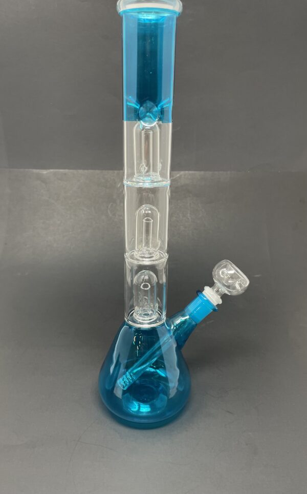 Shop 14" Neon Teal Triple Percolator Beaker Bong in australian