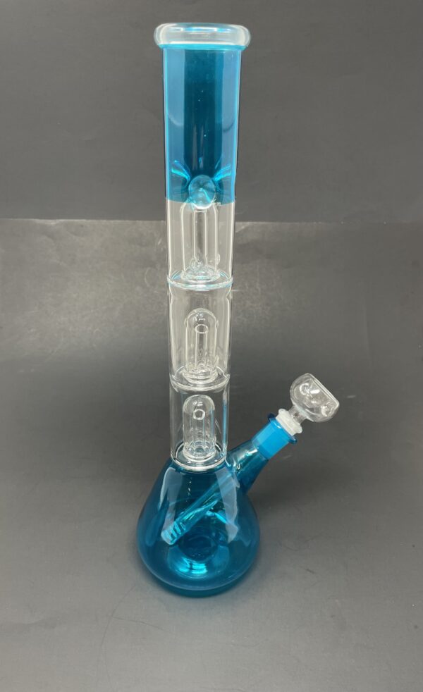 Shop 14" Neon Teal Triple Percolator Beaker Bong in australian