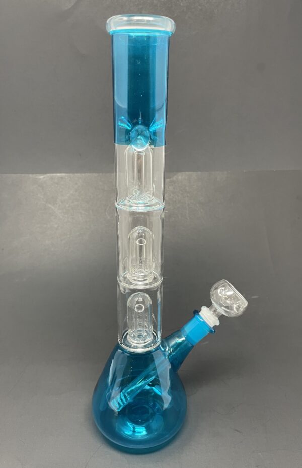 Shop 14" Neon Teal Triple Percolator Beaker Bong in australian