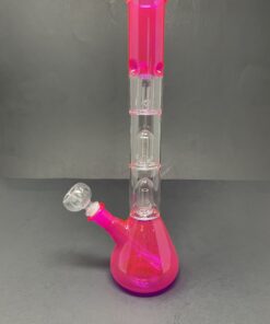 Shop 14" Neon Pink Triple Percolator Bong in australian