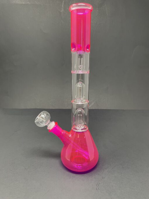 Shop 14" Neon Pink Triple Percolator Bong in australian