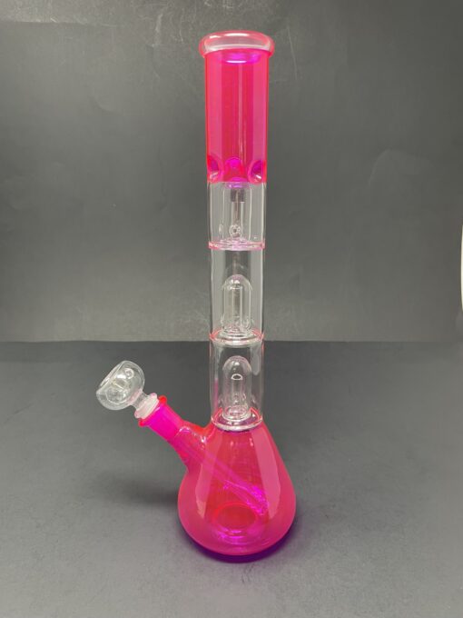 Shop 14" Neon Pink Triple Percolator Bong in australian