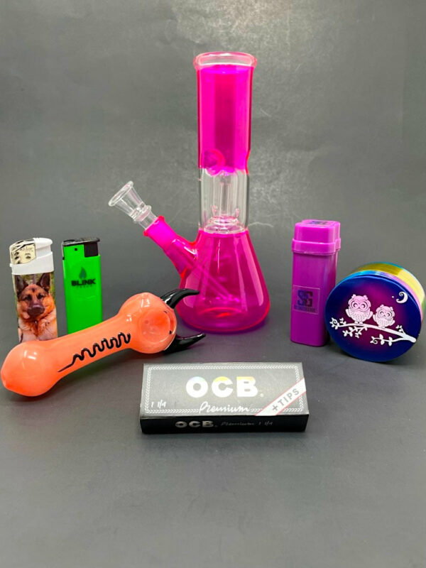 Shop Bliss Pink Beaker Bong Combo Set in australian