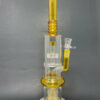 Shop 16"Yellow & White Flat Base Double Percolator Bong in australian
