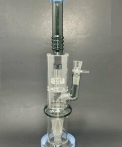 Shop 16" Blue & Black Flat Base Double Percolator Bong in australian
