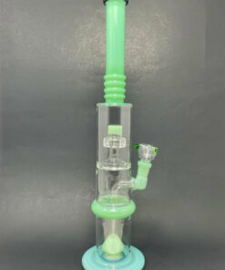 Shop 16" Milky Green Flat Base Double Percolator Bong in australian