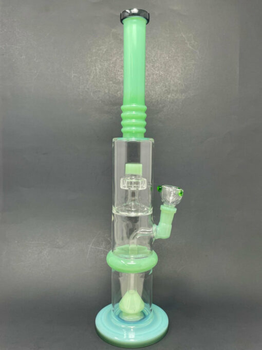 Shop 16" Milky Green Flat Base Double Percolator Bong in australian