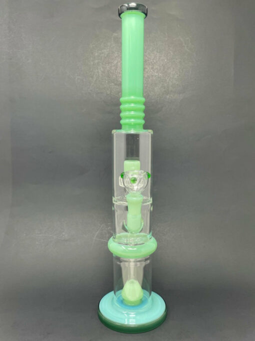 Shop 16" Milky Green Flat Base Double Percolator Bong in australian