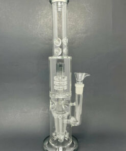Shop 15" Grey Double Percolator Bong w/ Ice Catcher in australian