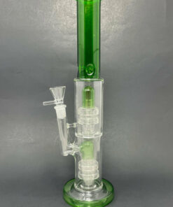 Shop 14" Stoned Genie Green Double Percolator Bong in australian