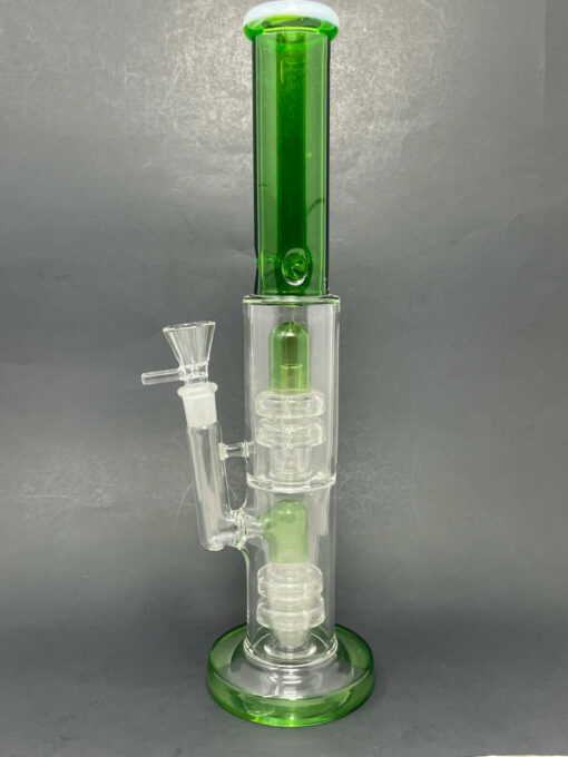 Shop 14" Stoned Genie Green Double Percolator Bong in australian