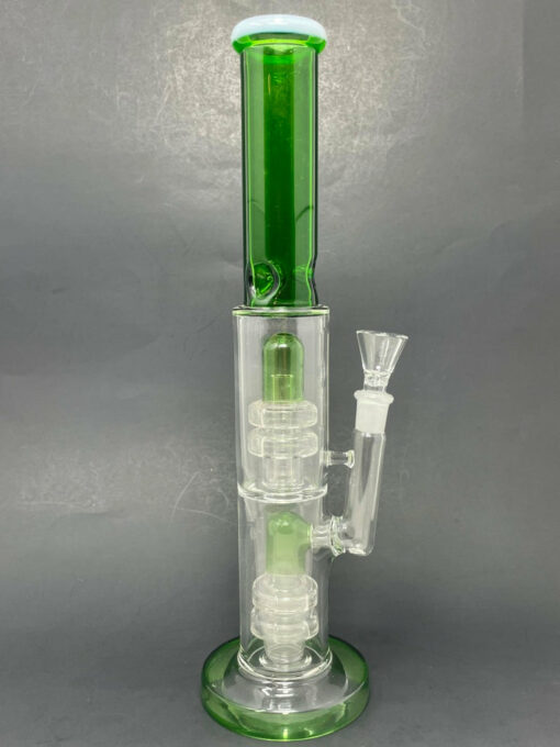 Shop 14" Stoned Genie Green Double Percolator Bong in australian