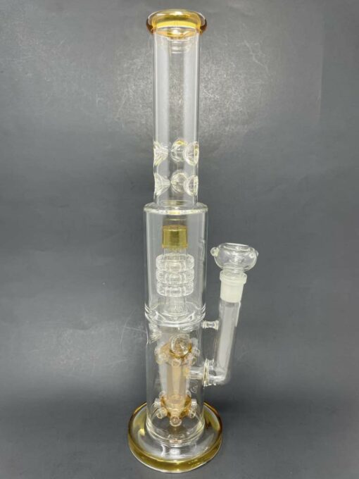 Shop 15" Amber Double Percolator Bong w/ Ice Catcher in australian