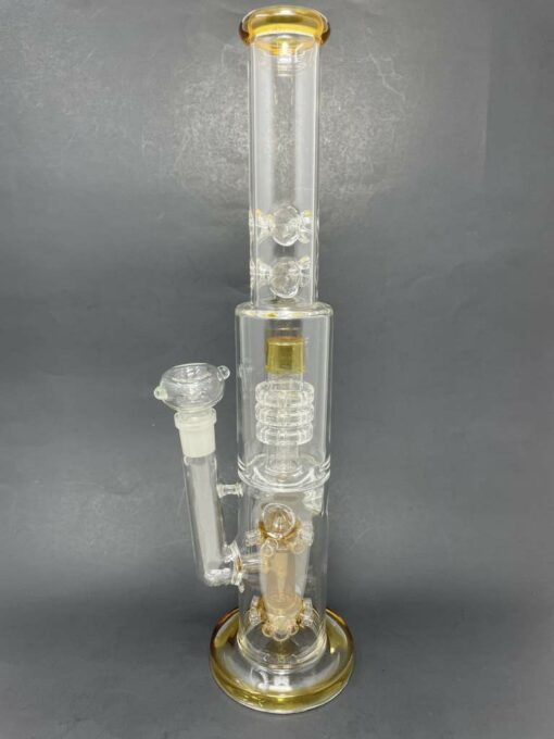 Shop 15" Amber Double Percolator Bong w/ Ice Catcher in australian