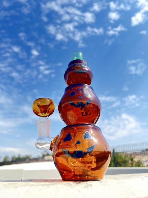Shop Stoned Genie Triple Pumpkin Halloween Bong in australian