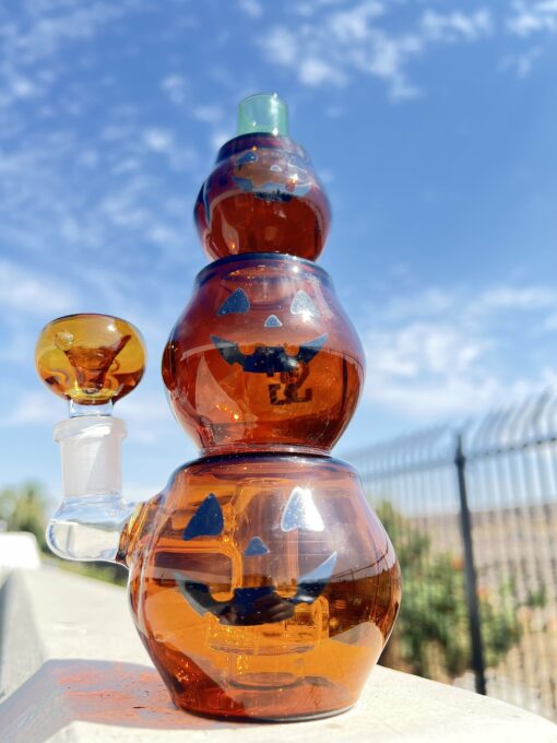 Shop Stoned Genie Triple Pumpkin Halloween Bong in australian