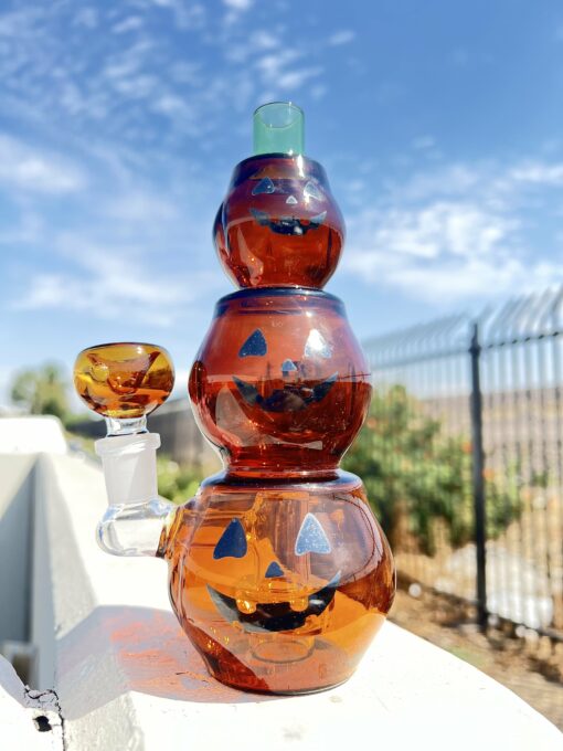 Shop Stoned Genie Triple Pumpkin Halloween Bong in australian
