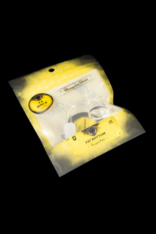 Shop Honeybee Herb 90 Degree Fat Bottom Quartz Banger - Yellow Line in australian
