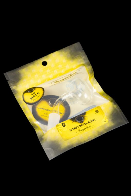 Shop Honeybee Herb 45 Degree Honey Bevel Bowl Quartz Banger - Yellow Line in australian