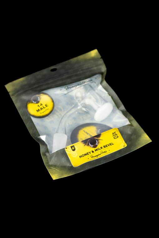 Shop Honeybee Herb 45 Degree Honey & Milk Bevel Quartz Banger - Black Line in australian