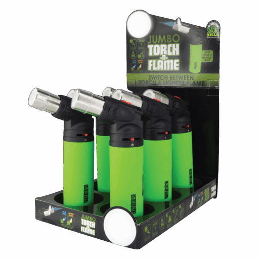 Shop Jumbo Torch-N-Flame Neon Green Butane Torch - 6 Pack Display in australian