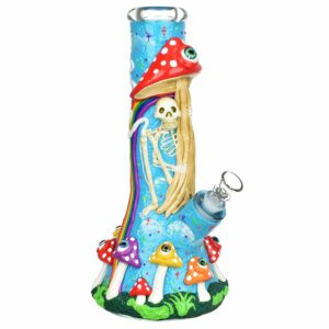 Shop Sneaky Skeleton And Watchful Fungi Glow In Dark Beaker Water Pipe-12.5" / 14mm F in australian