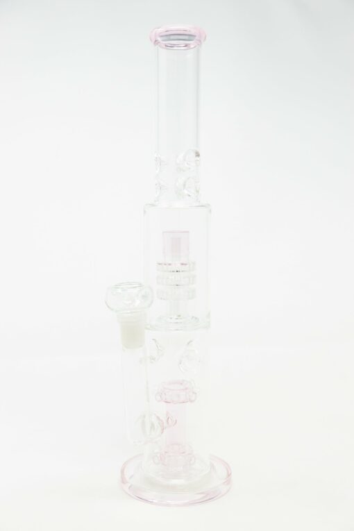 Shop 15" Pink Double Percolator Bong w/ Ice Catcher in australian