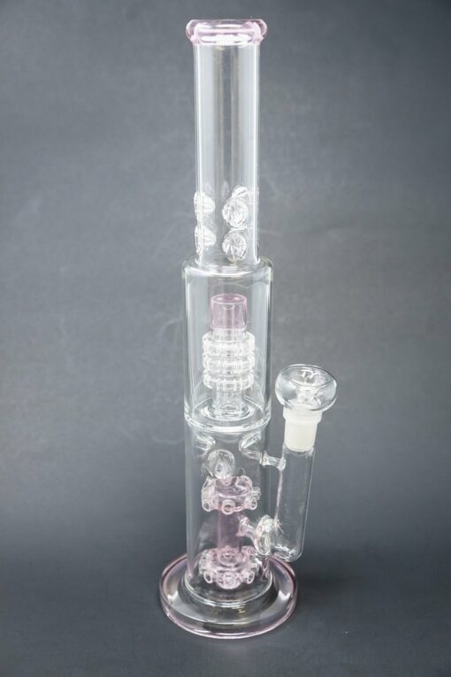 Shop 15" Pink Double Percolator Bong w/ Ice Catcher in australian