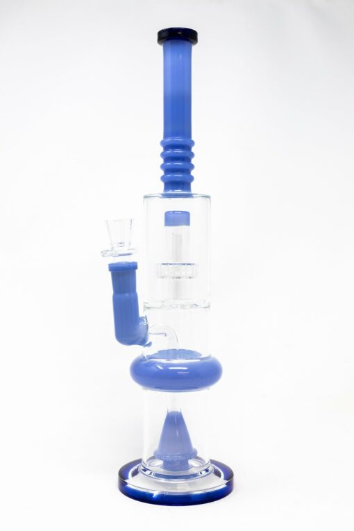 Shop 16" Blue Flat Base Double Percolator Bong in australian