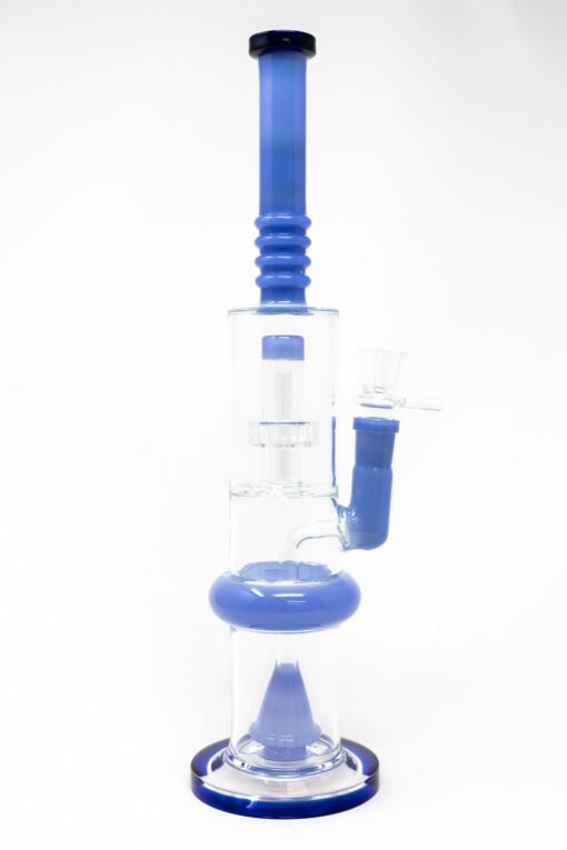 Shop 16" Blue Flat Base Double Percolator Bong in australian