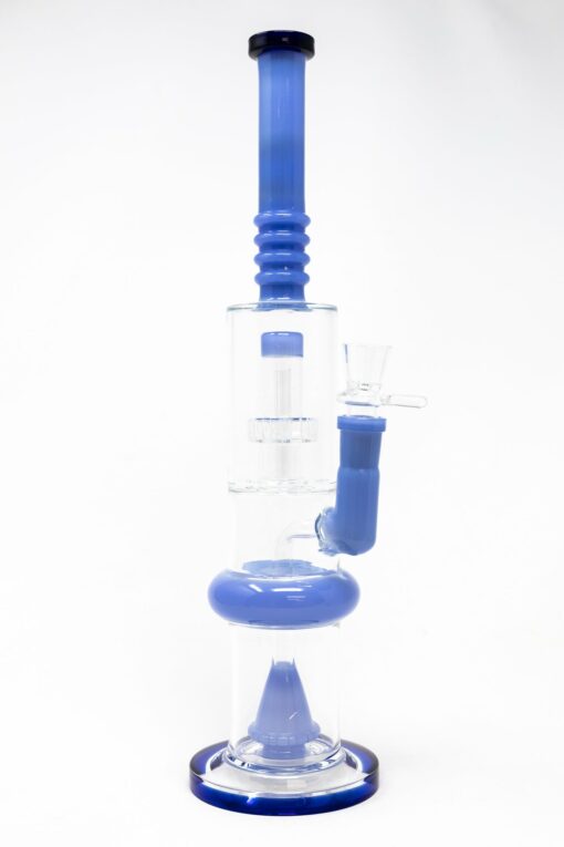 Shop 16" Blue Flat Base Double Percolator Bong in australian
