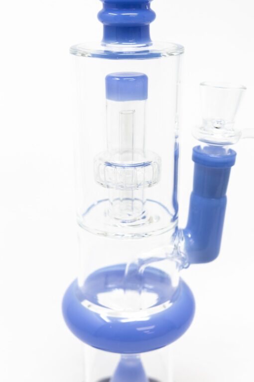 Shop 16" Blue Flat Base Double Percolator Bong in australian