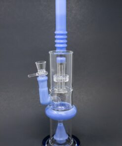 Shop 16" Blue Flat Base Double Percolator Bong in australian