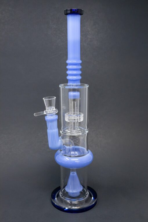 Shop 16" Blue Flat Base Double Percolator Bong in australian
