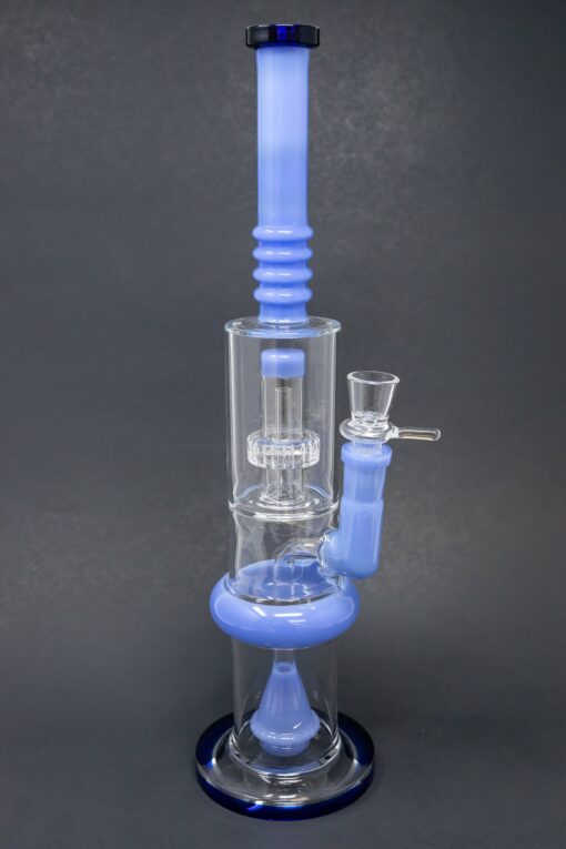 Shop 16" Blue Flat Base Double Percolator Bong in australian