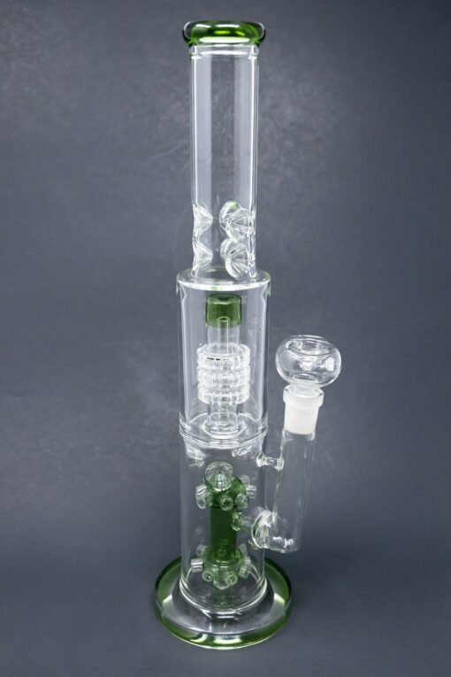 Shop 15" Green Double Percolator Bong w/ Ice Catcher in australian