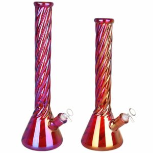 Shop Red Spiral Neck Glass Beaker Water Pipe | 14mm F in australian