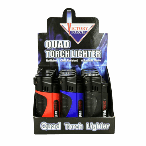 Shop Quad Torch Lighter With Cigar Punch - Bulk 12 Pack in australian