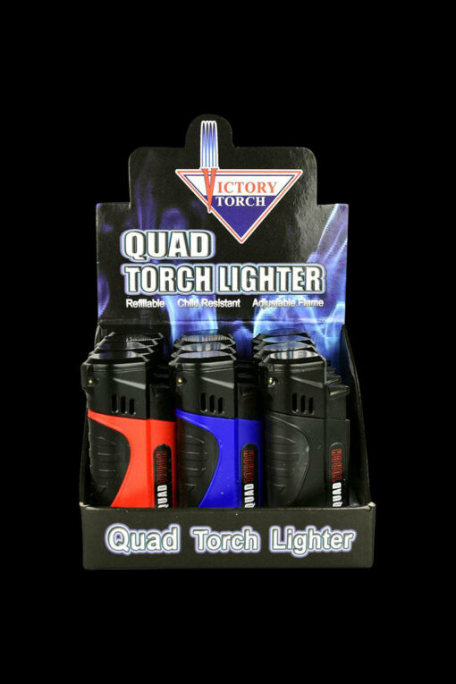 Shop Quad Torch Lighter With Cigar Punch - Bulk 12 Pack in australian